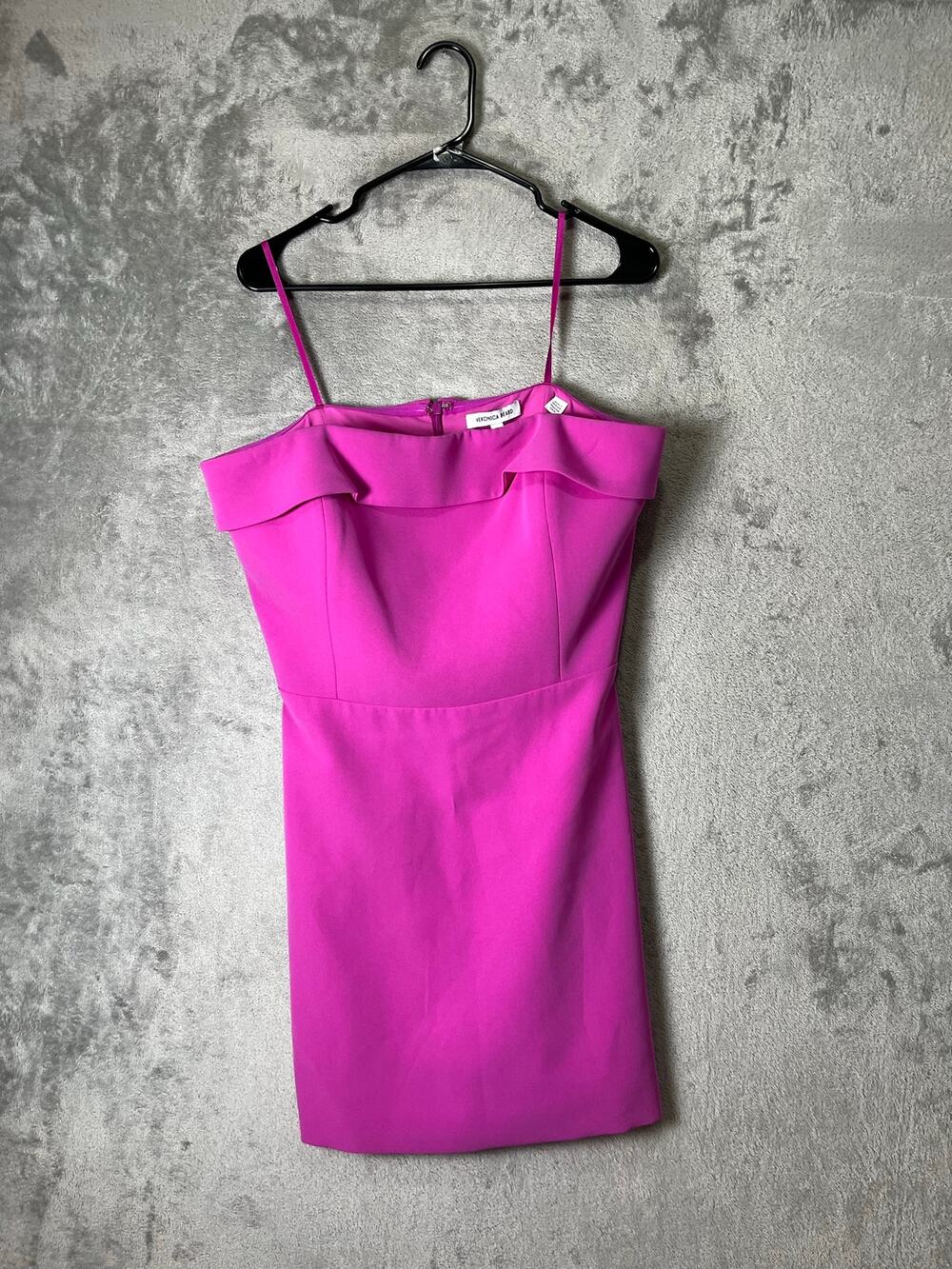 Veronica Beard Maire Strapless Crepe Mini Dress Bright Magenta Cocktail 12 New
